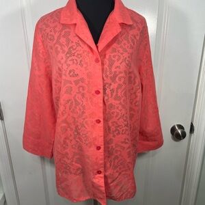 Sag Harbor Coral Button-Up Blouse-CB-112